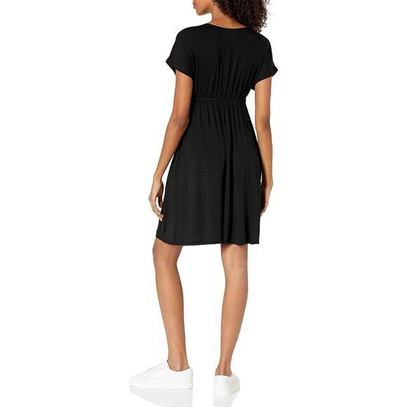 Surplice Jersey Empire Line Black V-Neck Mini Dress Size M RefJ004 - Picture 3 of 11